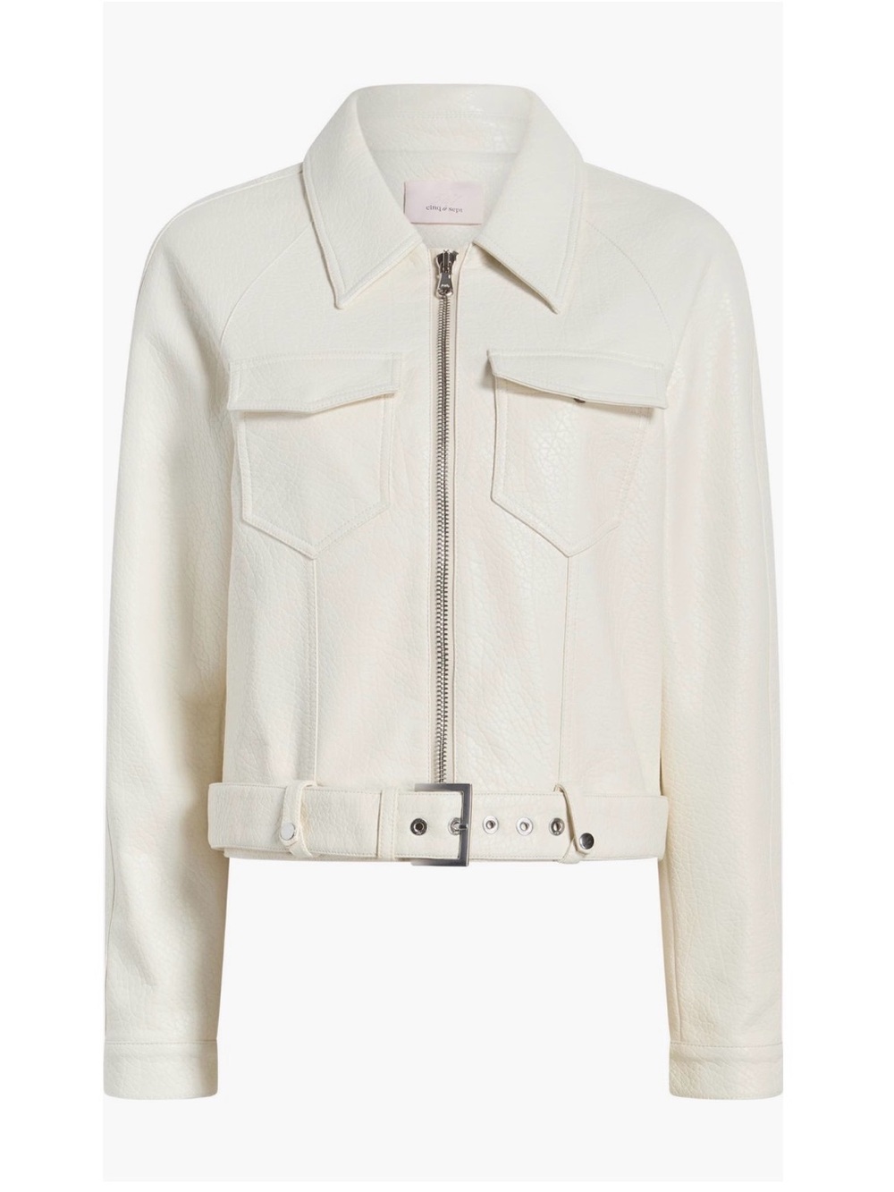 NEW Cinq a Sept Saffira Faux Leather Jacket Ivory